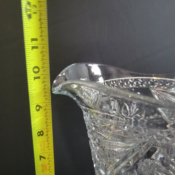 Indiana Glass Cut Glass Pitcher 10" Intricate Floral Design Vintage Clear Crysta - Picture 4 of 11